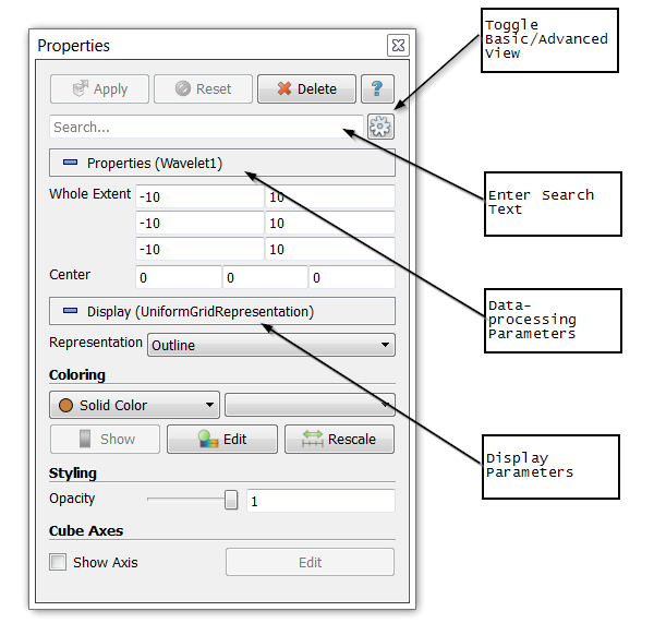 Properties Panel in ParaView 4.0