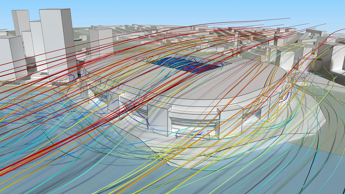 Feyenoord City pedestrian wind comfort study. Image courtesy of Frank van Gool, Royal HaskoningDHV (the Netherlands)
