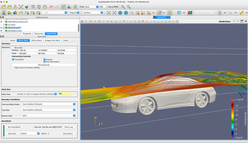 Example of a wind tunnel workflow using CMB and OpenFOAM