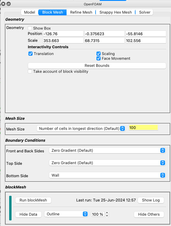 Example of the tab-based organization of the wind tunnel workflow.