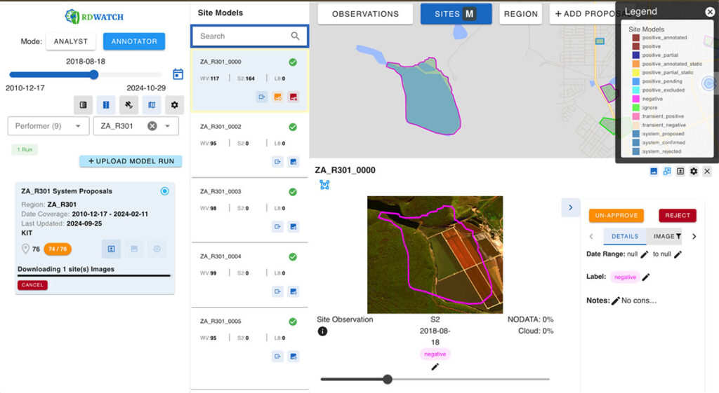 RDWATCH annotation interface enables annotators to create, modify, or validate annotations.