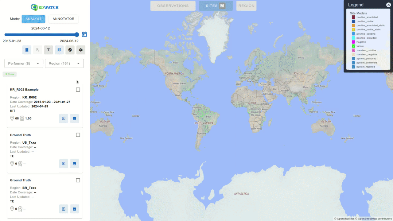 Figure 1: RDWATCH in action. Data source: Imagery is proved by Sentinel-2 and WorldView satellites. WorldView imagery is copyright Maxar.