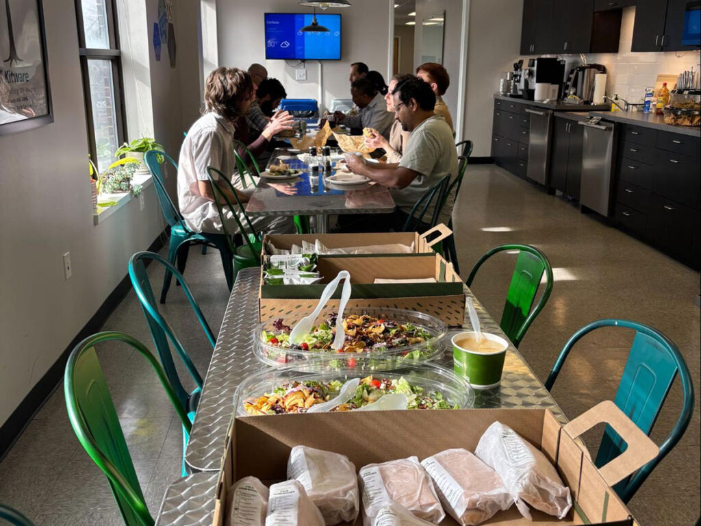 In-person attendees having lunch together (around noon ET).