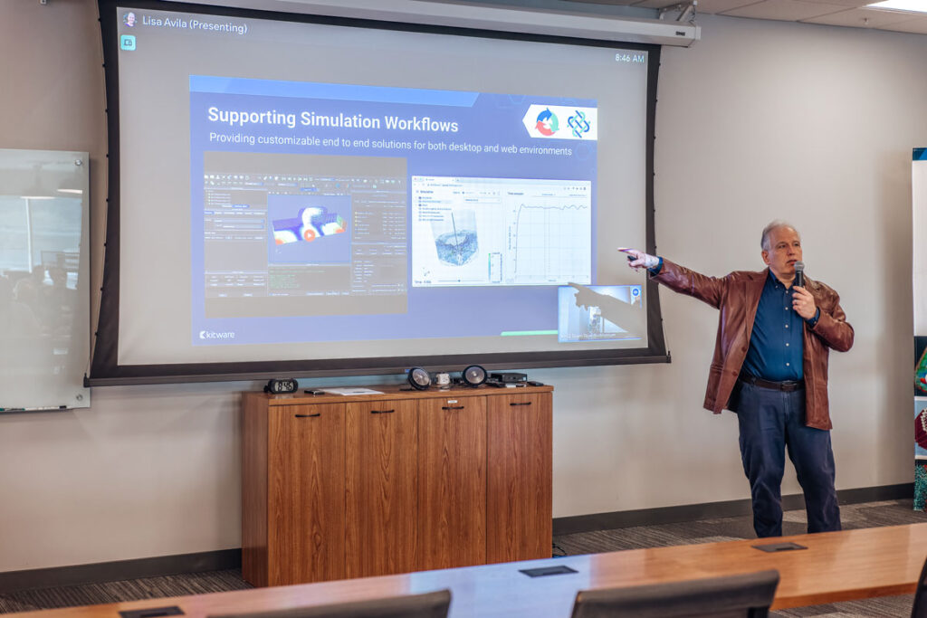 Bob O’Bara presenting CMB, an open source tool for creating end-to-end simulation workflows.